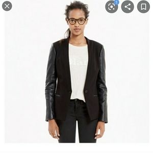 NWT Black Madewell Blazer w/ Leather Sleeves